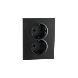 SG Stikkontakt innfelt Sort Dobbel m/j 1,5 boks